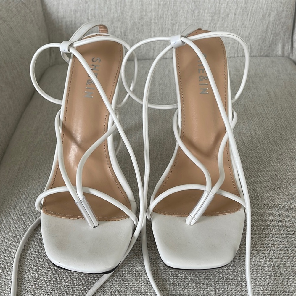 SHEIN white strappy heels